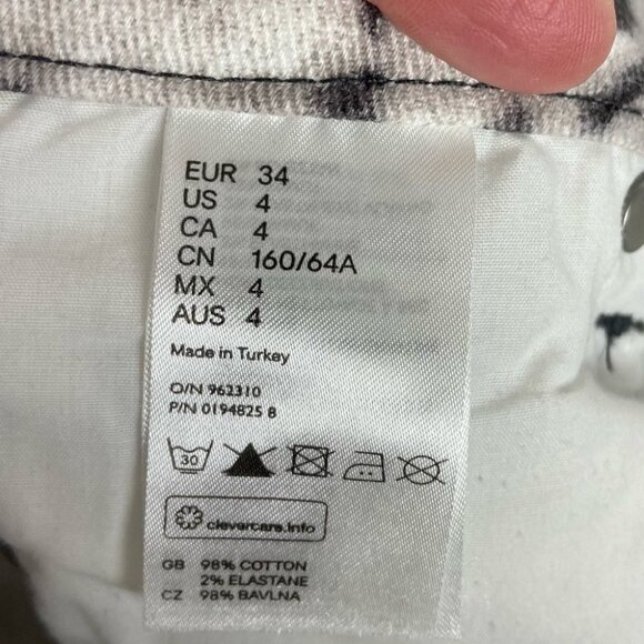 Isabel Marant Pour H&M Black and White Printed Jeans Size 4 Stretch Ankle Pants - Picture 12 of 15